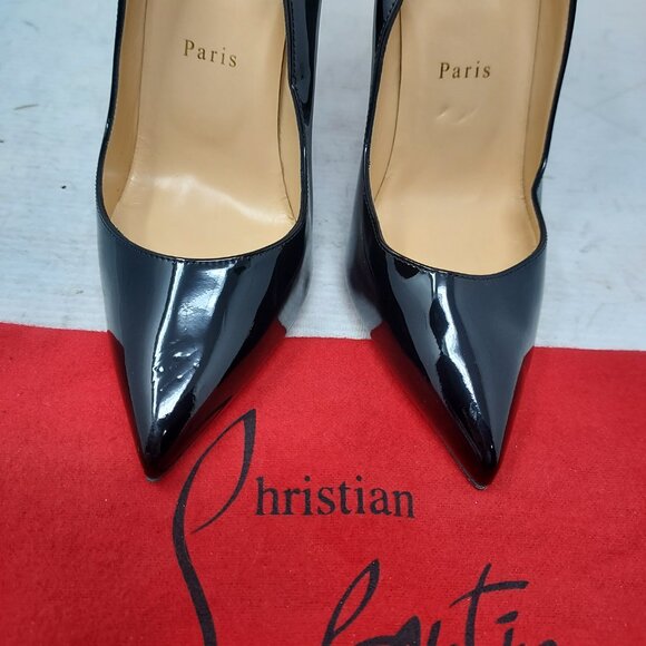 Christian Louboutin Black Hot Chick Scallop Patent Leather Pump Shoe - Picture 7 of 11